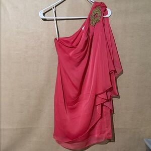 Xscape One-Shoulder Dress with Gold Accent